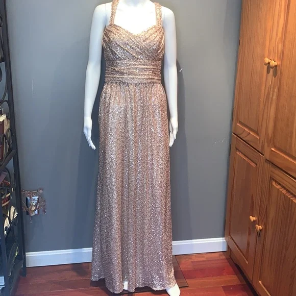 amsale rose gold sequin dress Baltic Born Womens Asta Sequin Shift Dress | Rose Gold main image 0